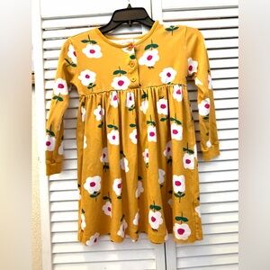 Hanna Andersson Yellow Floral long sleeve 100% cotton Skater Dress
